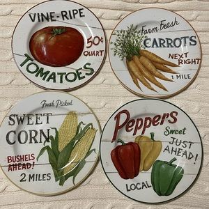 Sakura Set Of 4 Stoneware-The Sakura Table Farmstand Vegetables Plates